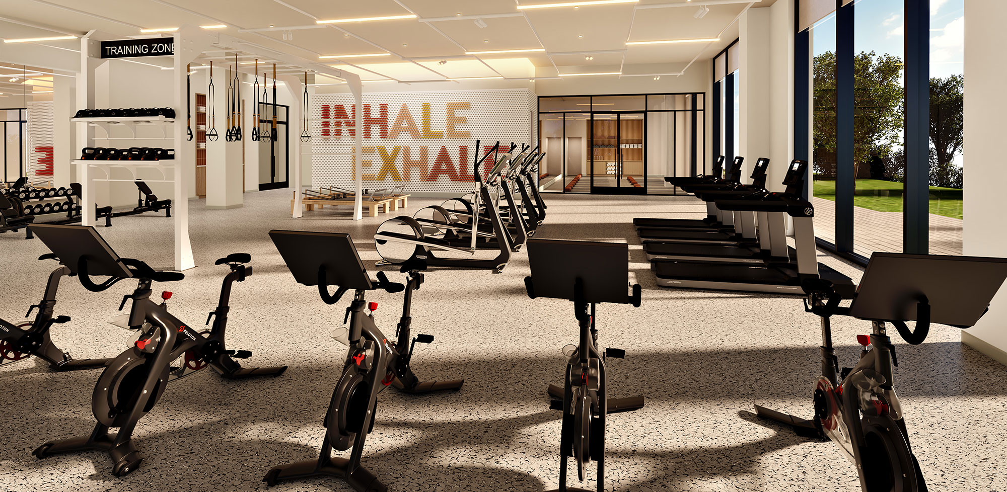 Fitness center amenity with exercise bikes at The Landing Burlingame